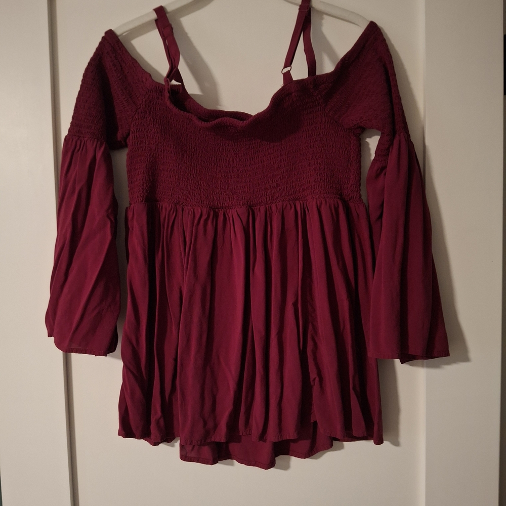 torrid Off-Shoulder Smocked Tunic Top - Wine